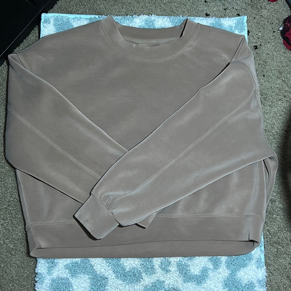 Light Brown long sleeve velvet like sweatshirt